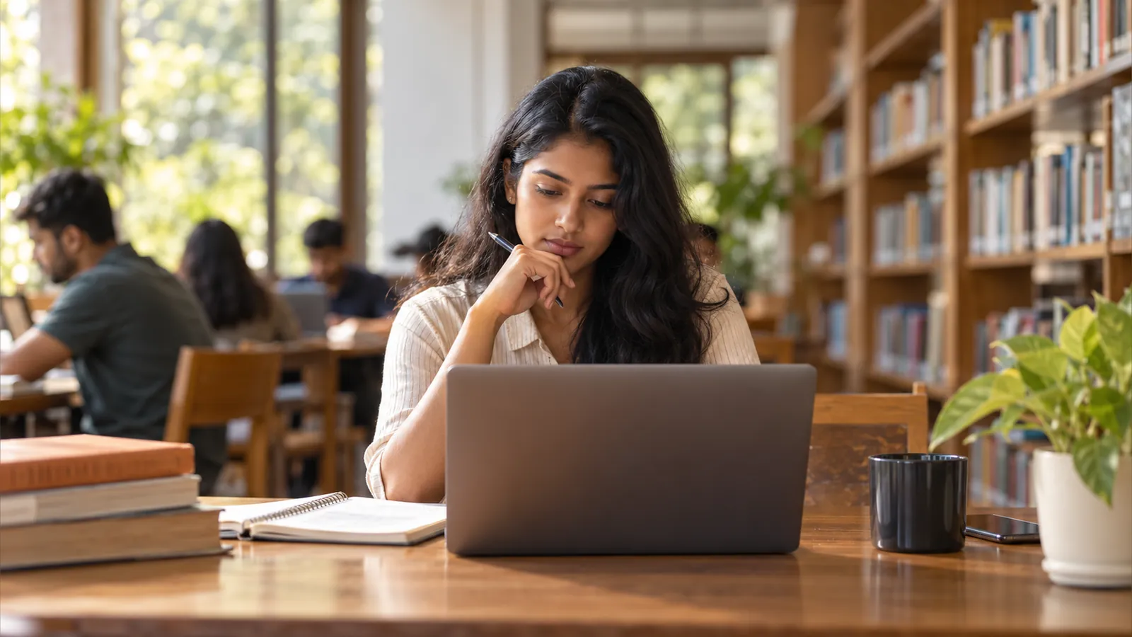 Student researching education adviser options